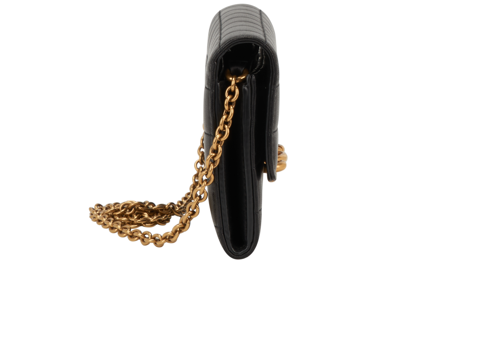 Saint Laurent Maillon Wallet On Chain, &pound;550, Handbags, Black, Leather, Side view